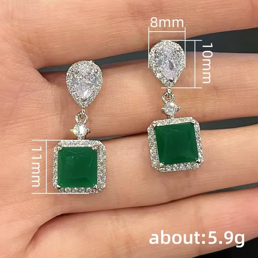 Green Dangle Earrings for Women - Picture 2 of 3